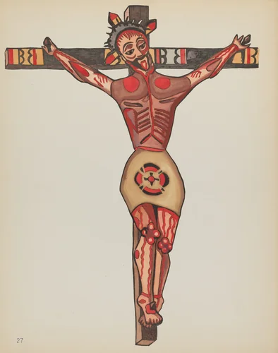 Plate 27: Christ Crucified: From Portfolio "Spanish Colonial Designs of New Mexico" by American 20th Century, index of american design, 1935-1942