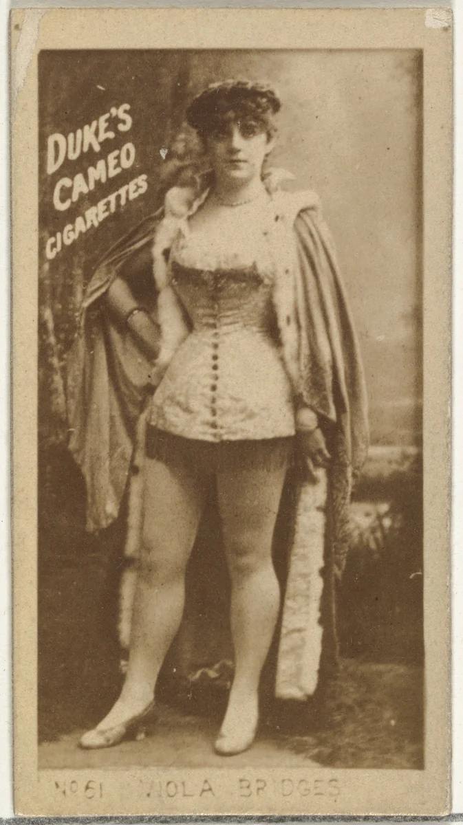Card Number 51, Viola Bridges, from the Actors and Actresses series (N145-4) issued by Duke Sons & Co. to promote Cameo Cigarettes by W. Duke, Sons & Co., photograph, 1880-1889