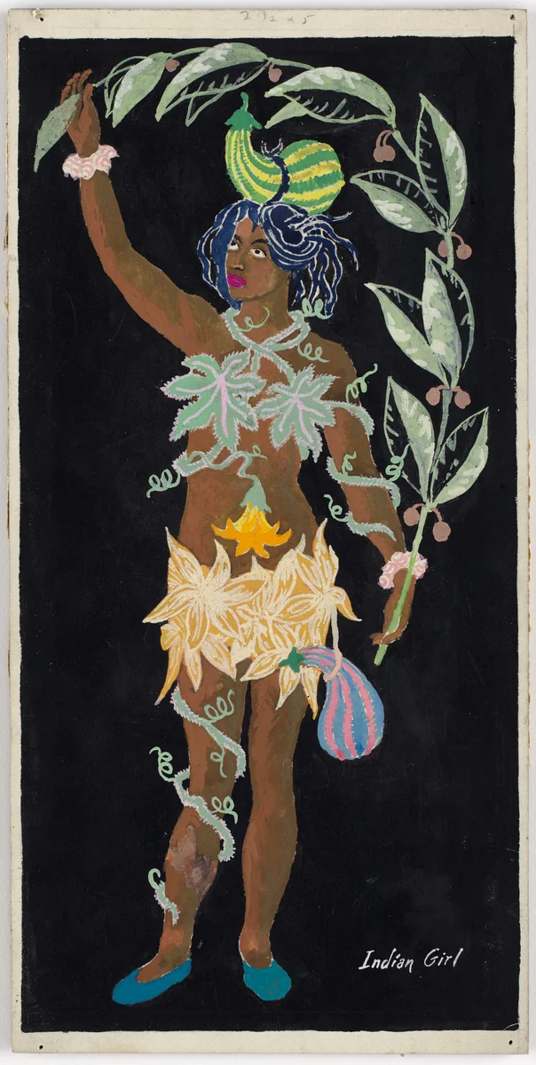 Indian Girl. Costume design for the ballet Pocahontas by Karl Free, drawing, 1936