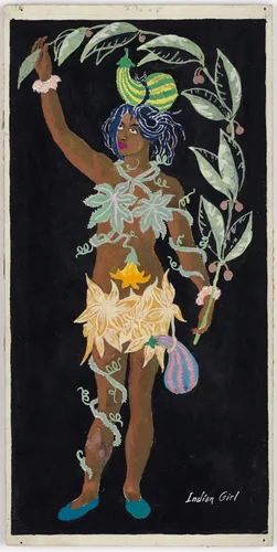 Indian Girl. Costume design for the ballet Pocahontas by Karl Free, drawing, 1936