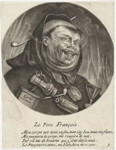 Caricatures of the French clergy under Louis XIV by Jacob Gole, print, 1670-1724
