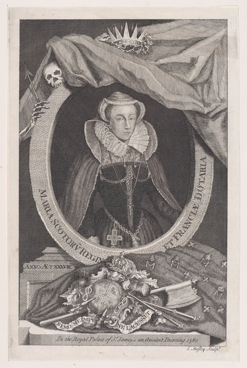 Reverse copy of Maria Scotorv Regin et Franciae Dotaria by Charles Mosley, print, 1735-1800