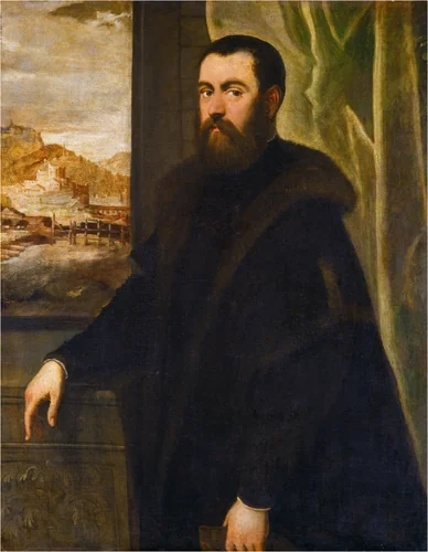 Portrait of a Man with a Landscape View by Jacopo Tintoretto, painting, 1552-1556