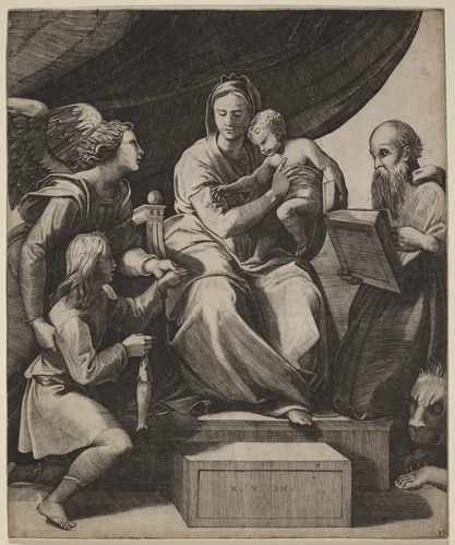 The Virgin with a Fish by Marco Dente, print, 1510-1520