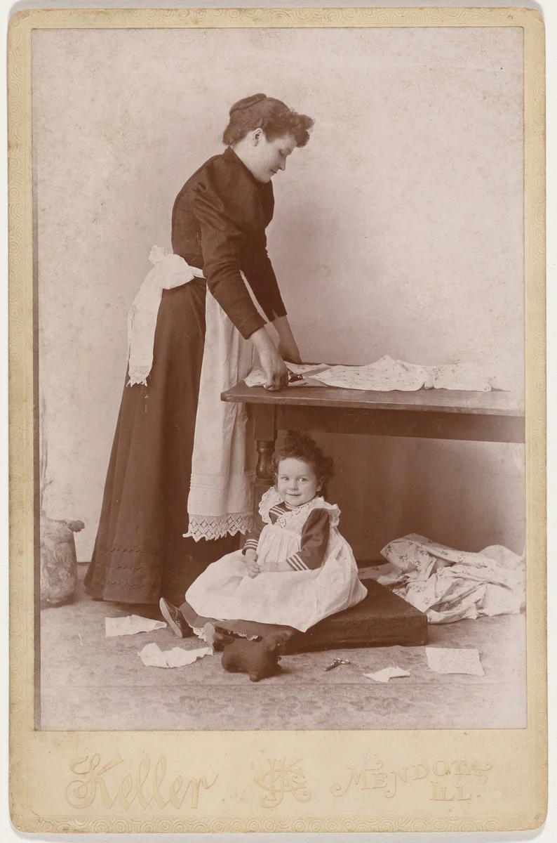 "Pearl Keller, 18 Months Old, and Ada Sylvester" by Gottlieb Keller, photograph, 1888-1898