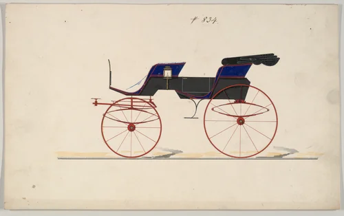 Design for Phaeton, no. 834 by Brewster & Co., drawing, 1850-1874