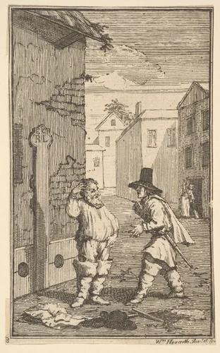 Hudubras and Ralpho Disputing (Seventeen Small Illustrations for Samuel Butler's Hudibras, no. 8) by William Hogarth, print, 1721-1726