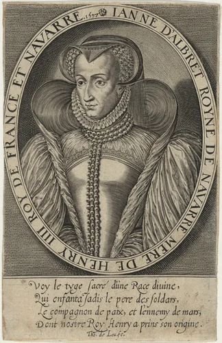 Jeanne D'Albret, Queen of Navarre, Mother of Henry IV of France by Thomas de Leu, print, 1697