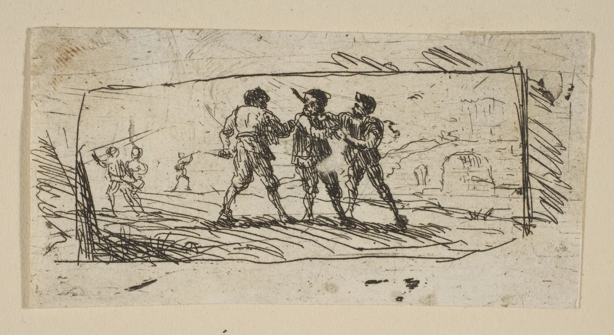 Study with Brigands (Lower Section) by Claude Lorrain, print, 1628-1638