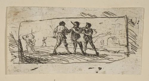 Study with Brigands (Lower Section) by Claude Lorrain, print, 1628-1638