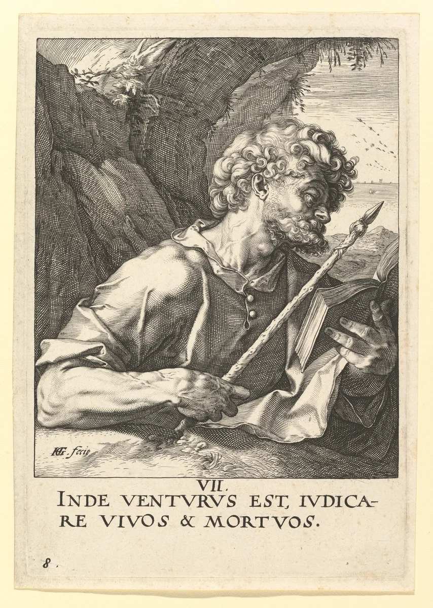 St. Thomas, from "Christ, the Apostles and St. Paul with the Creed" by Hendrick Goltzius, print, 1584-1594