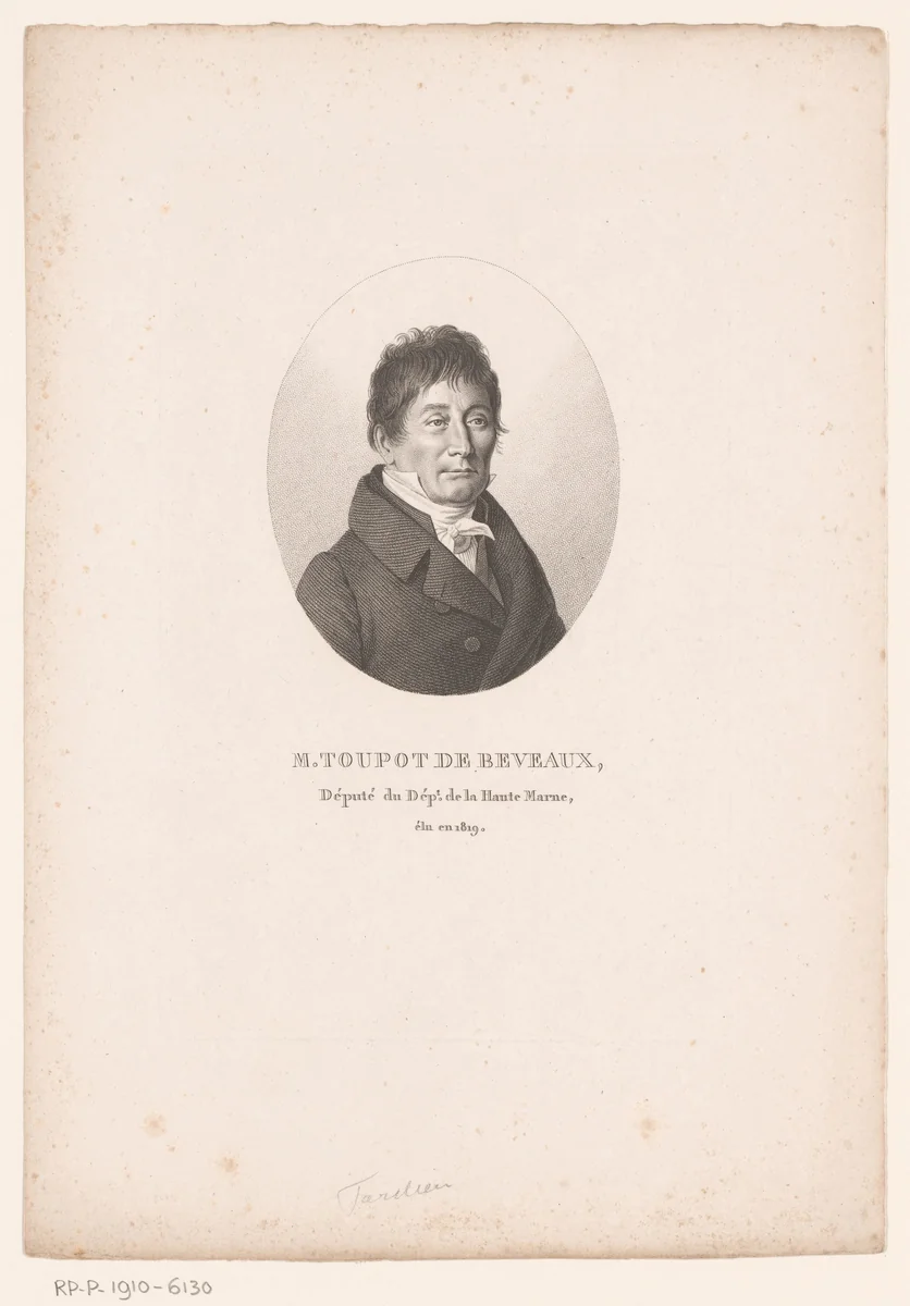 Portret van Henri Simon Toupot de Béveaux by Ambroise Tardieu, print, 1820-1821
