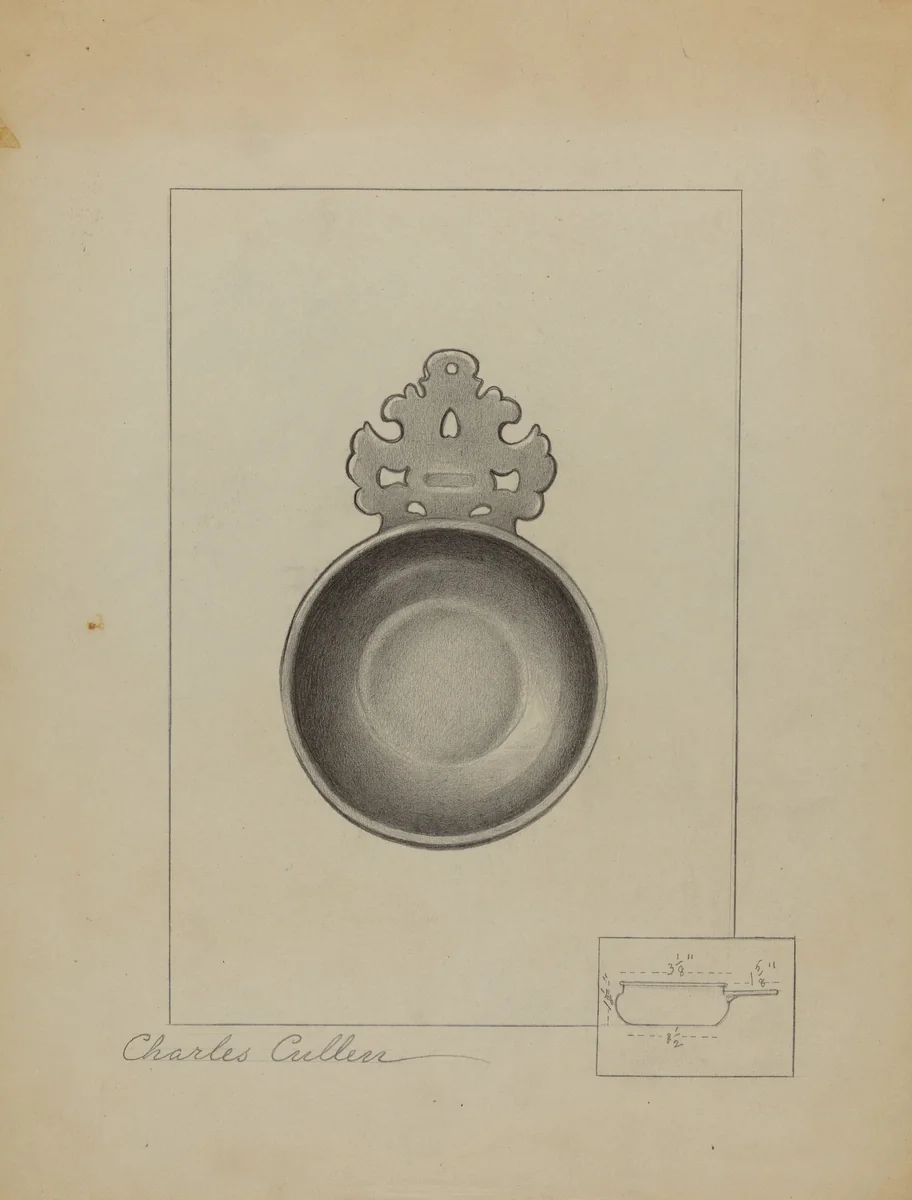 Pewter Porringer by Charles Cullen, index of american design, 1936