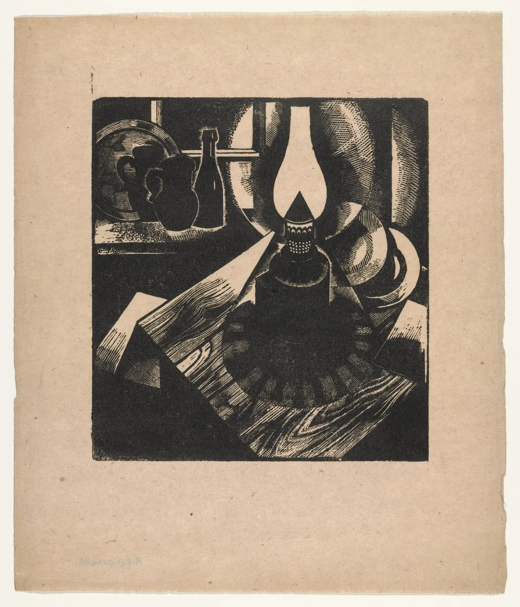 In a Kitchen - Still Life by Nikolai Kupreianov, print, 1920