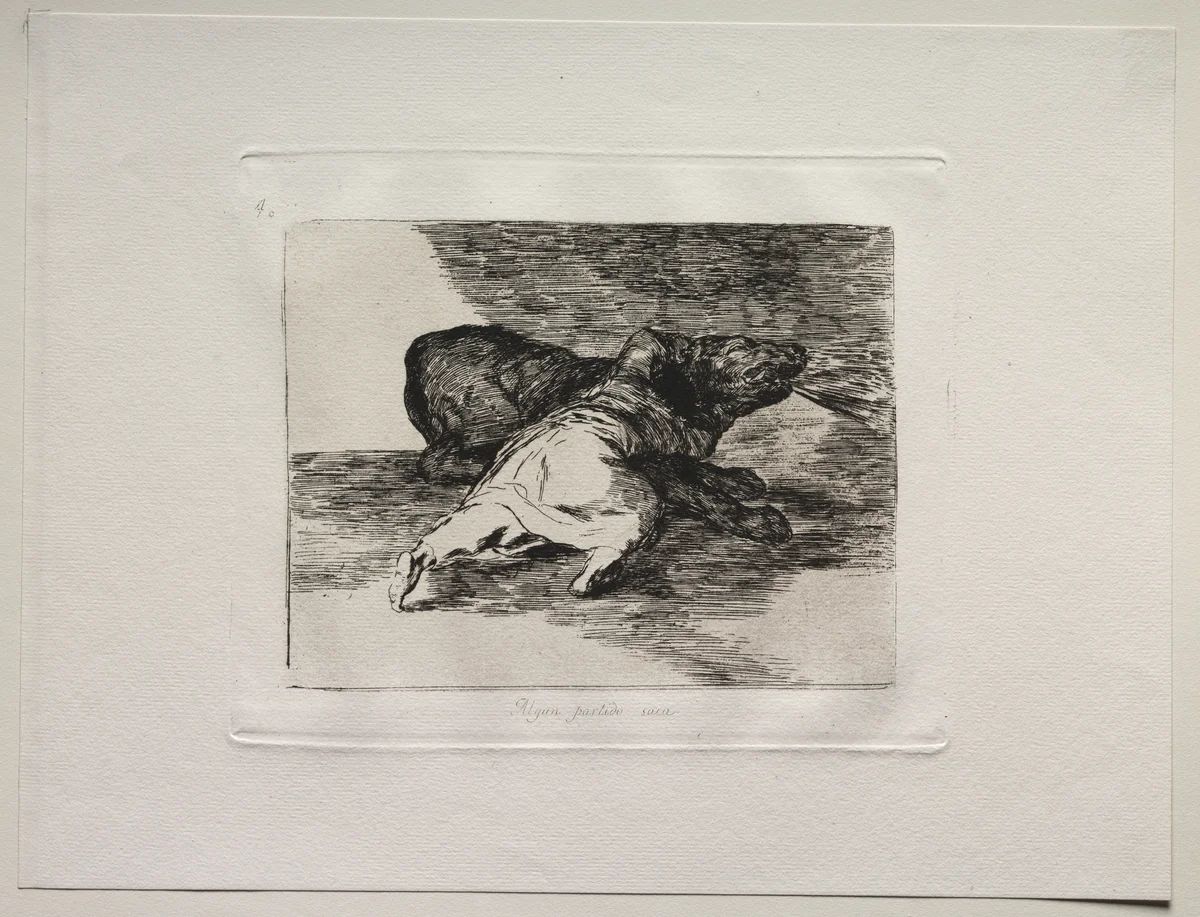 The Horrors of War: He Gets Something Out of It. by Francisco de Goya, print, 1810-1820