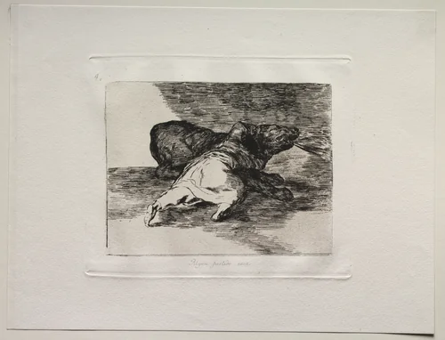 The Horrors of War: He Gets Something Out of It. by Francisco de Goya, print, 1810-1820