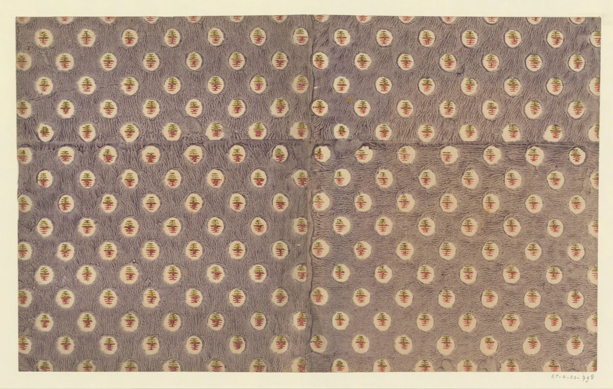 Blad met strooipatroon van streepjesmotief in uitgespaarde cirkel by anonymous, print, 1750-1950