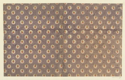 Blad met strooipatroon van streepjesmotief in uitgespaarde cirkel by anonymous, print, 1750-1950