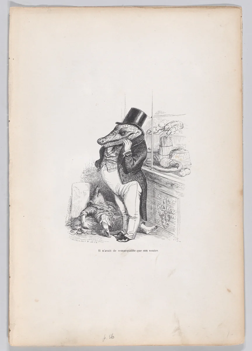 Only his belly was remarkable, from "Scenes from the Private and Public Life of Animals" by J. J. Grandville, print, 1832-1852
