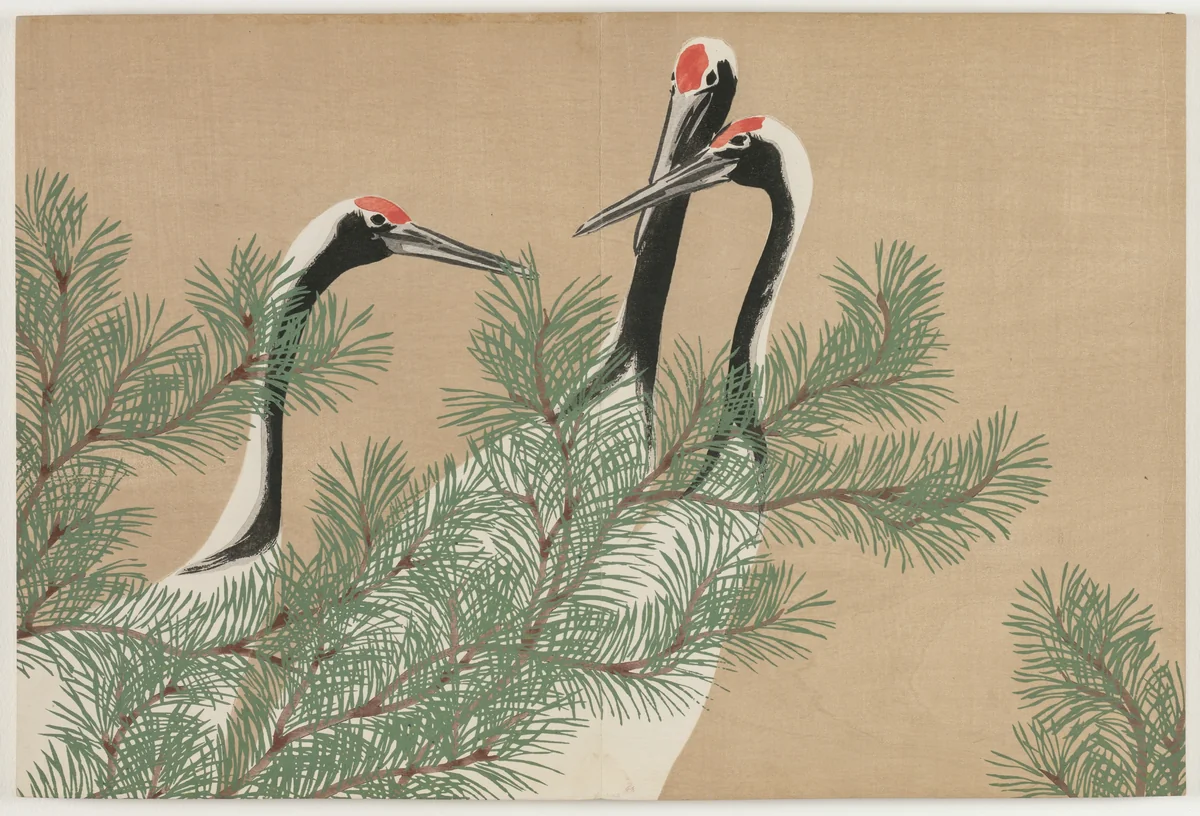 Flowers of a Hundred Worlds (Momoyogusa): Cranes (Tsuru) by Kamisaka Sekka, book, 1909-1910