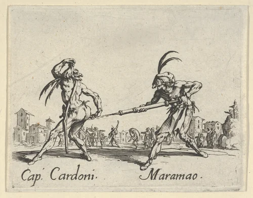 Cap. Cardoni - Maramao, from "Balli di Sfessania" (Dance of Sfessania) by Jacques Callot, print, 1622