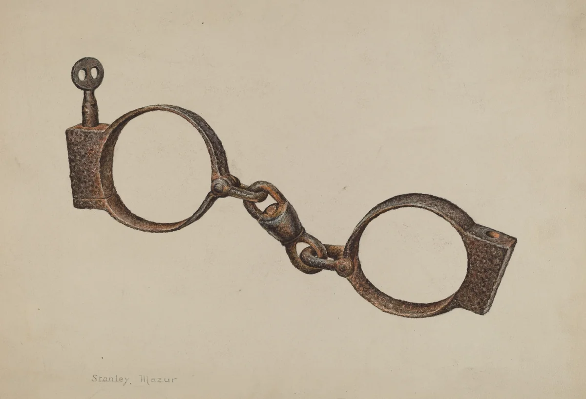 Slave Handcuffs by Stanley Mazur, index of american design, 1938