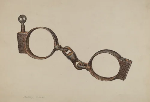 Slave Handcuffs by Stanley Mazur, index of american design, 1938