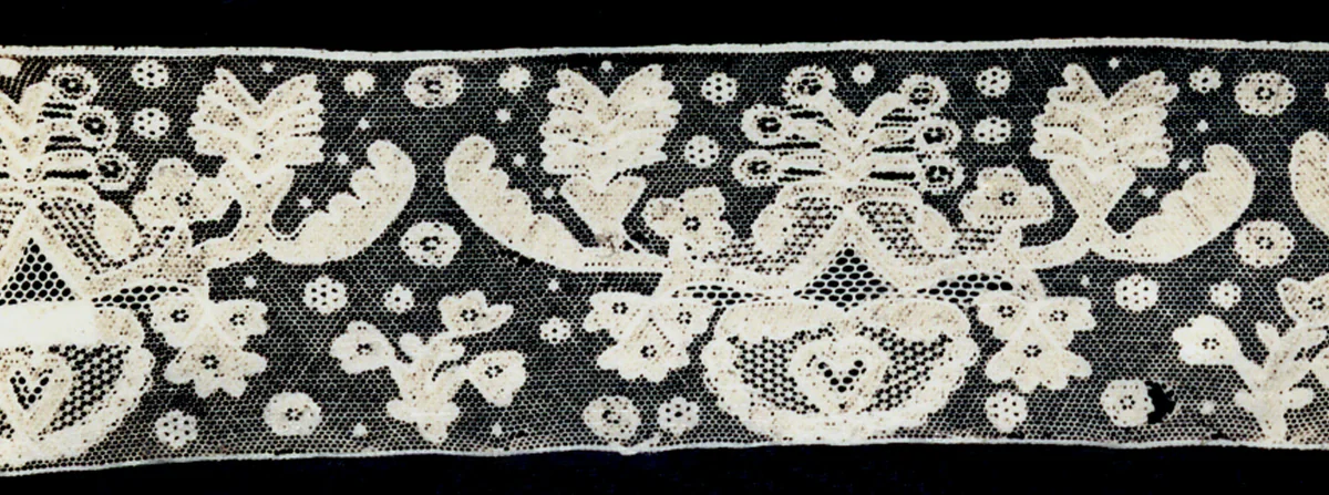 Border (Fragment) by Belgium or France, textile, 1850-1900