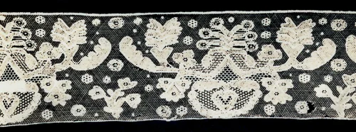 Border (Fragment) by Belgium or France, textile, 1850-1900
