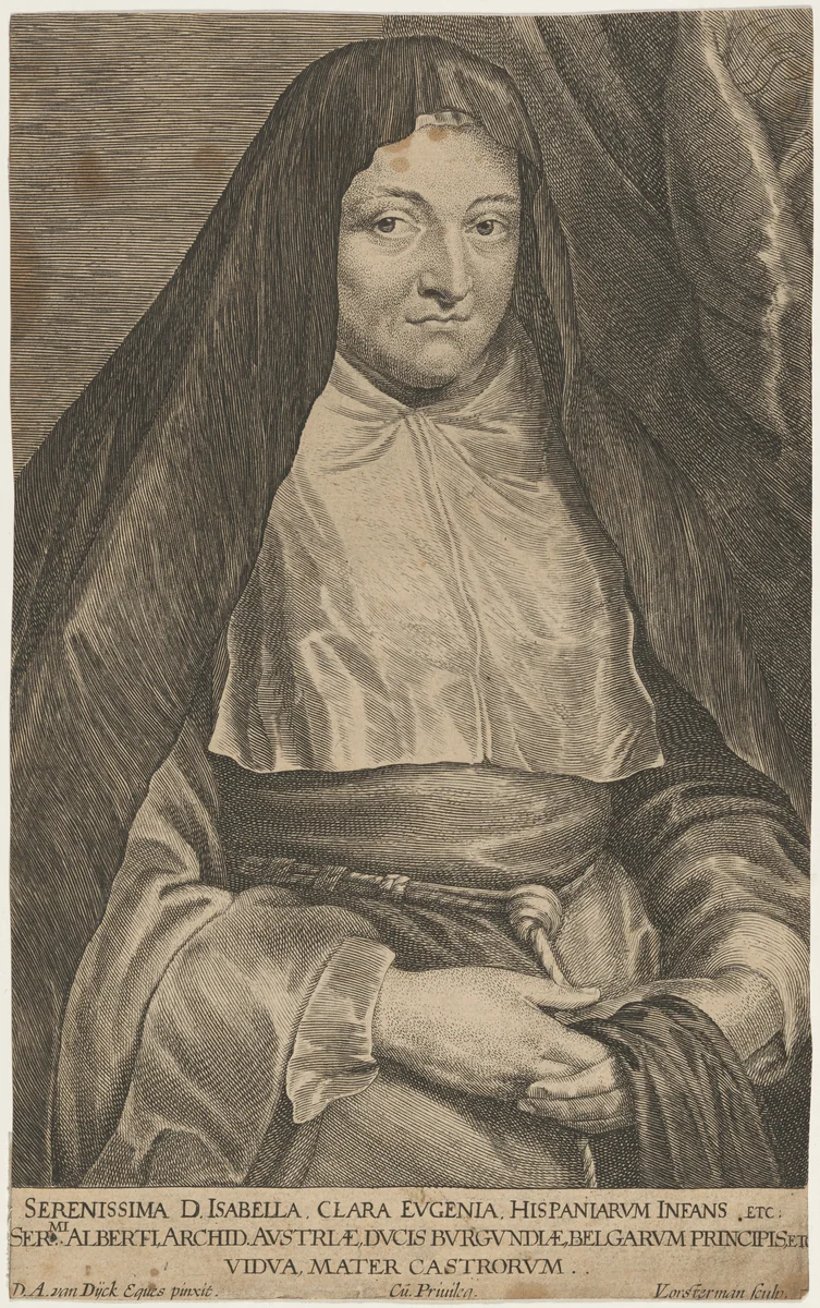 Isabella Clara Eugenie as a Nun by Lucas Emil Vorsterman; Sir Anthony van Dyck, print, 1595-1675