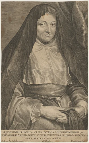 Isabella Clara Eugenie as a Nun by Lucas Emil Vorsterman; Sir Anthony van Dyck, print, 1595-1675