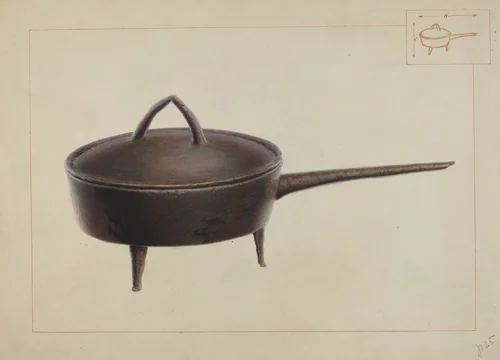 Iron Pot with Cover by Edward Loper, index of american design, 1937