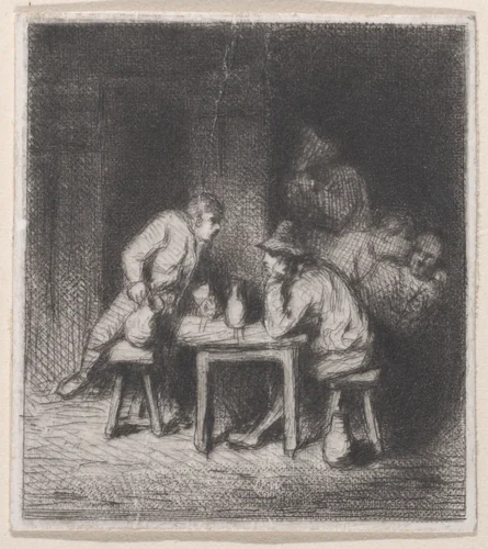 Drinkers by Charles Jacque, print, 1843