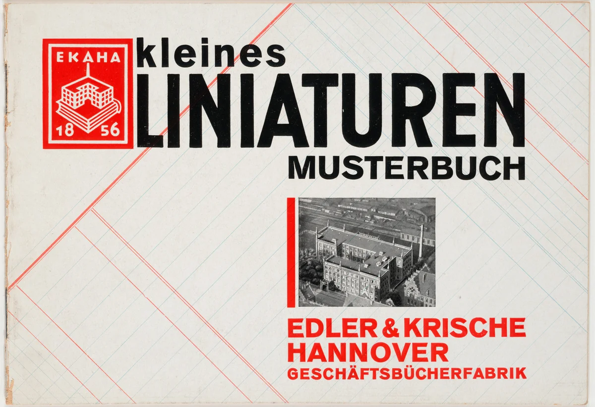 Kleines Liniaturen-Musterbuch, Edler & Krische Hannover, Geschäftsbücherfabrik by Kurt Schwitters, design, 1927