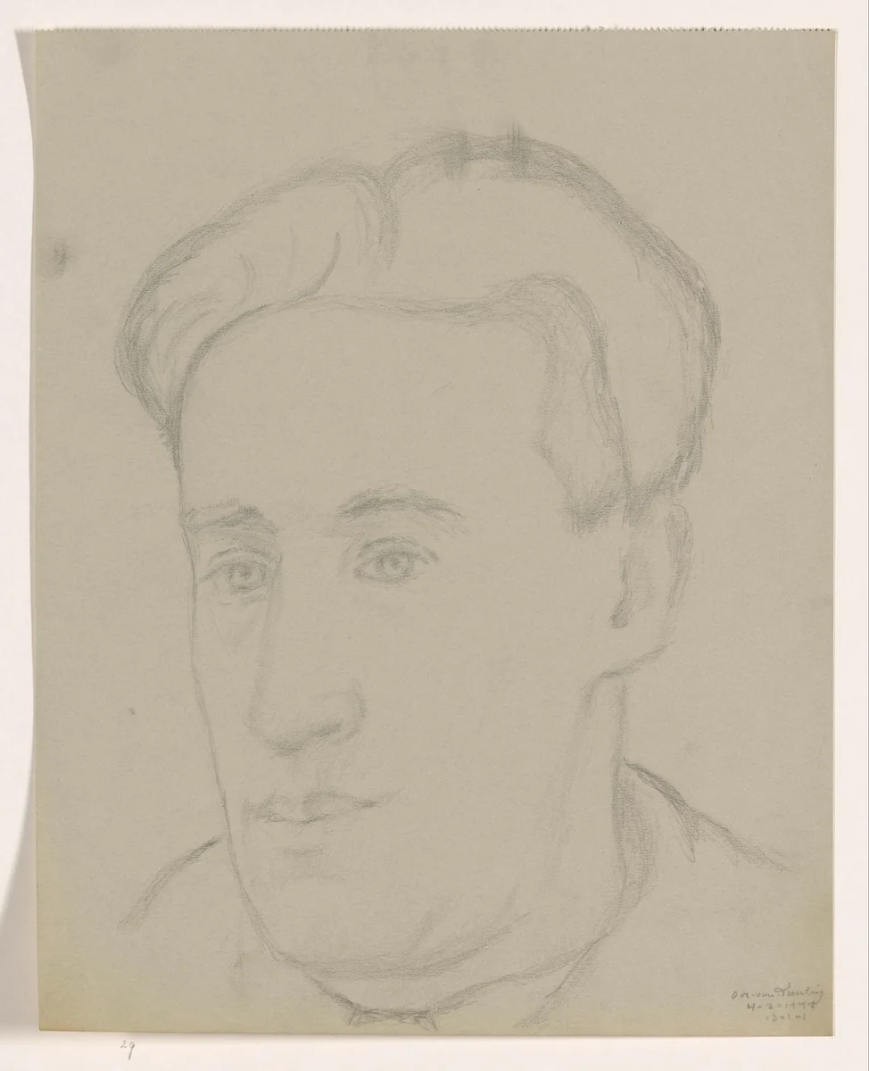 Zelfportret: B-1-1, 4 februari by Cor van Teeseling, drawing, 1942