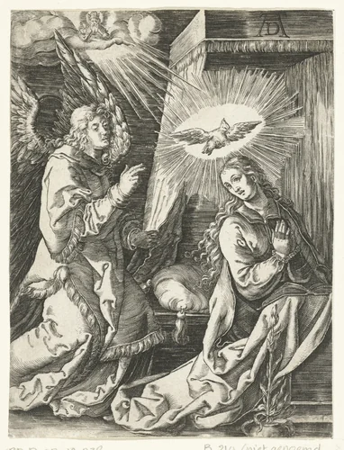 Aankondiging geboorte van Christus aan Maria by anonymous, print, 1510-1575
