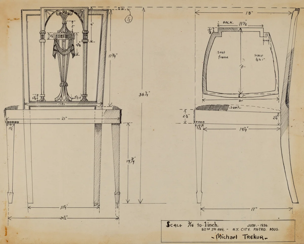 Side Chair by Michael Trekur, index of american design, 1936