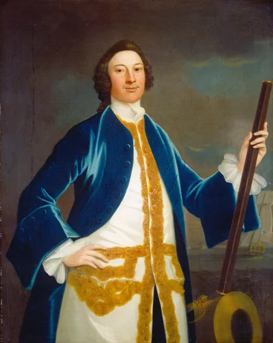 Unidentified British Navy Officer by John Wollaston, painting, 1745