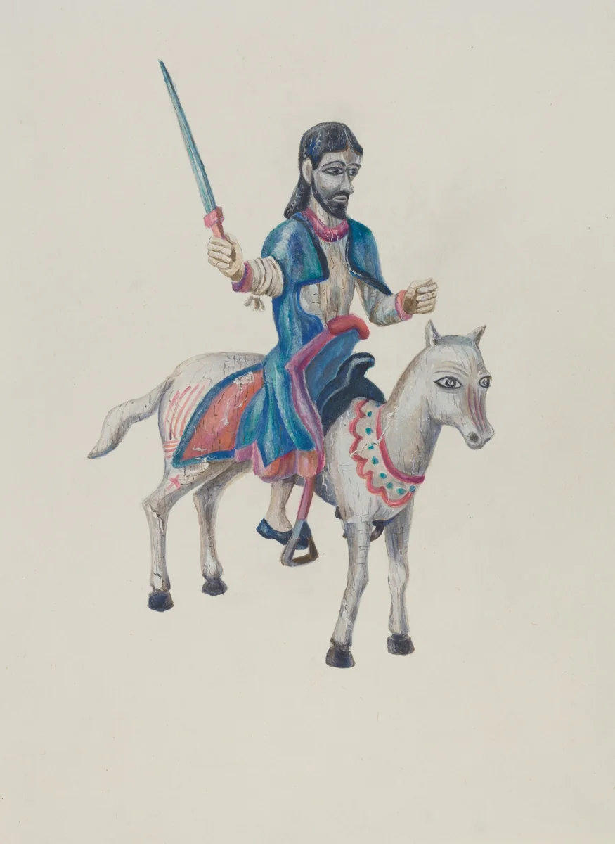 Bulto of Santiago by Agnes C. Sims, index of american design, 1955