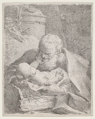 Saint Joseph with the Christ Child by Paul Troger, print, 1715-1725