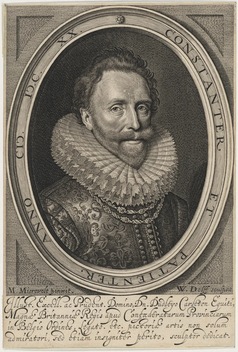 Sir Dudley Carleton, Viscount Dorchester by Willem Jacobsz Delff; Michiel van Miereveld, print, 1620