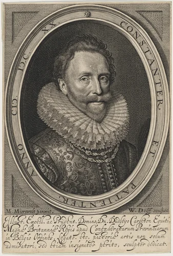 Sir Dudley Carleton, Viscount Dorchester by Willem Jacobsz Delff; Michiel van Miereveld, print, 1620