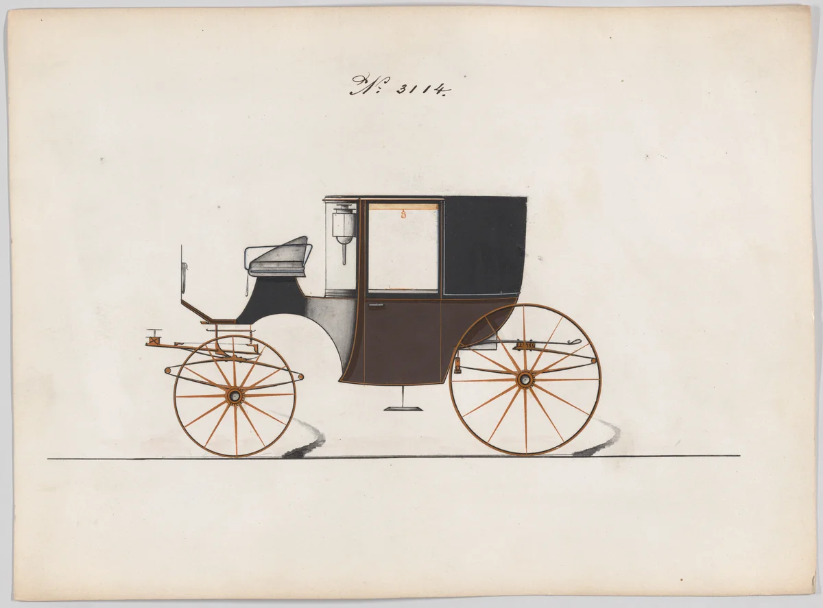 Design for Coupé, no. 3114 by Brewster & Co., drawing, 1875