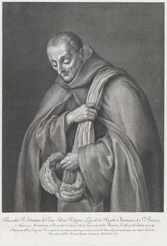 Portrait of the venerable Franciscan Father Sebastian Sillero by Manuel Salvador Carmona, print, 1782