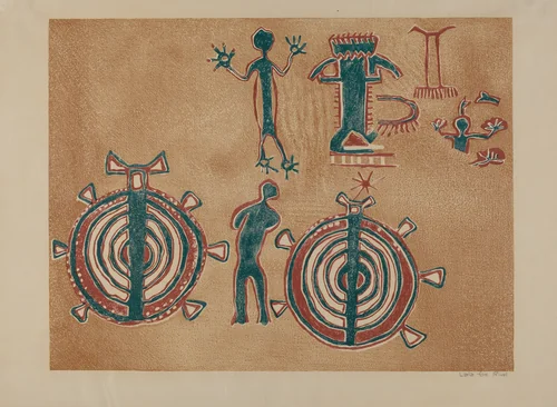 Petroglyph Design by Lala Eve Rivol, index of american design, 1935-1942