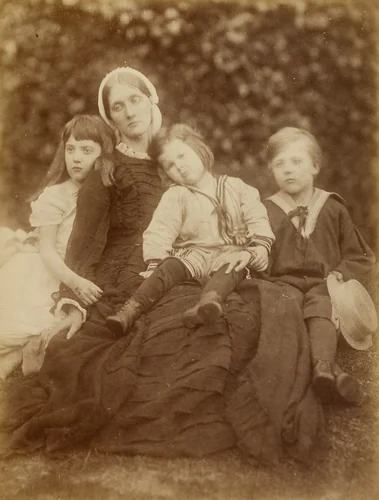 Mrs. Herbert Duckworth with Florence Fisher, George Duckworth, and Herbert Fisher by Julia Margaret Cameron, photograph, 1872