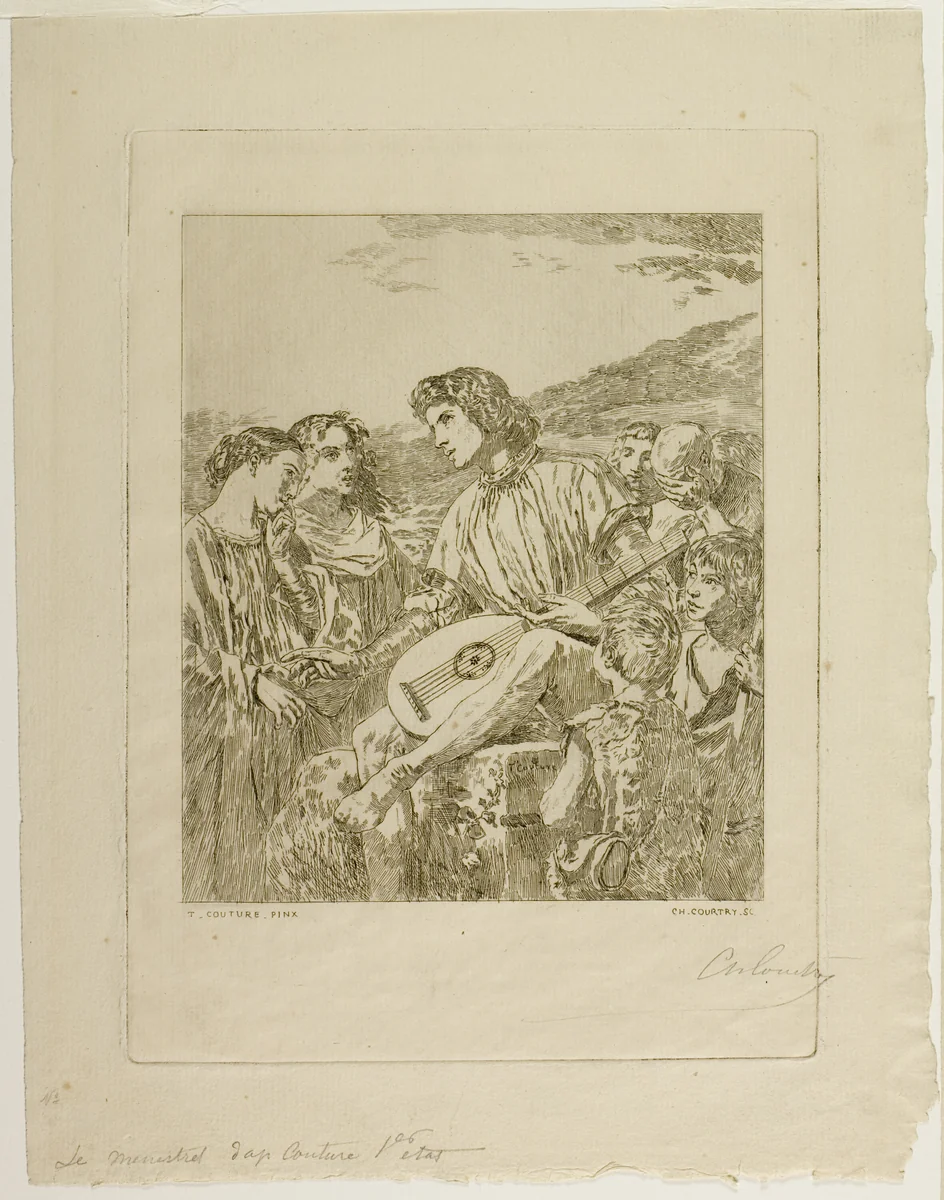 The Minstrel by Charles Jean Louis Courtry, print, 1873