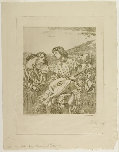 The Minstrel by Charles Jean Louis Courtry, print, 1873