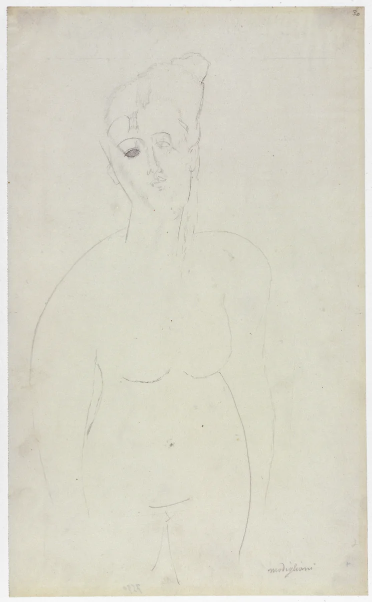 Torso of a Nude Woman by Amedeo Modigliani, drawing, 1918