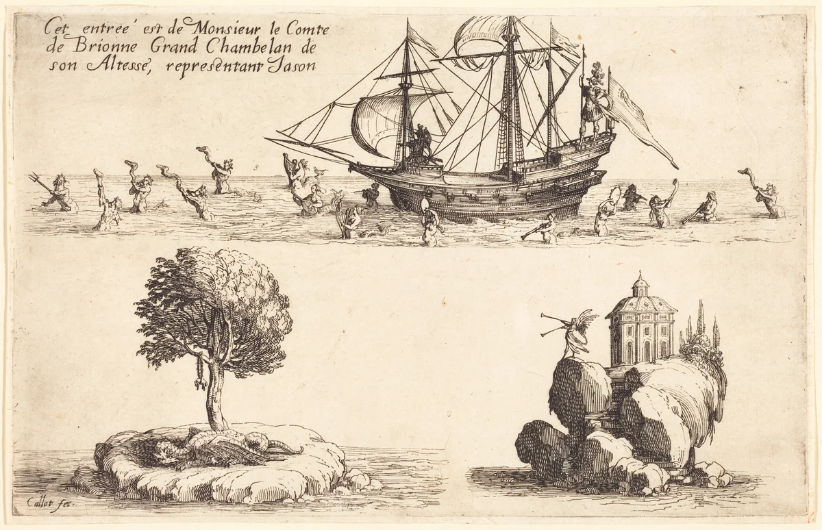 Entry of M. le Comte de Brionne, Grand Chamberlain of His Highness,Representing Jason by Jacques Callot, print, 1627